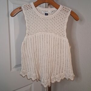 American Eagle Cream Loose Knit Blouse Juniors Medium